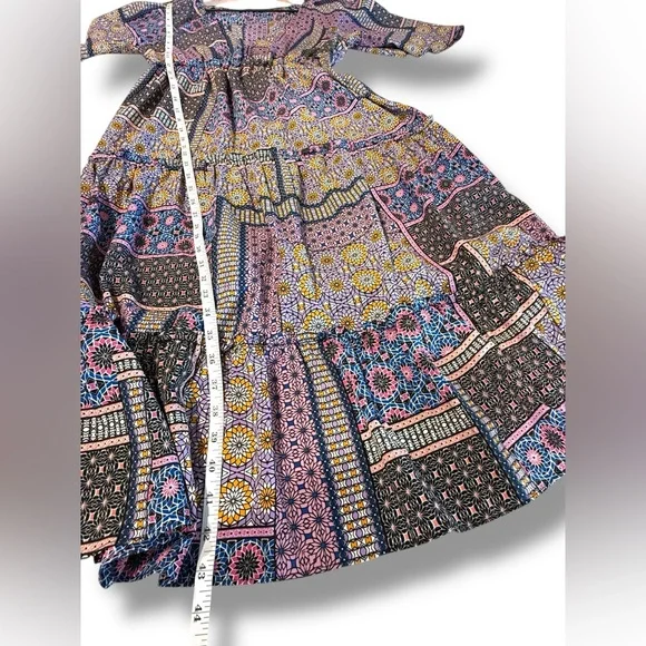 Trina Turk‎ Bohemian Patchwork Geometric Print Lightweight Maxi Midi Dress Sz S - Picture 6 of 9